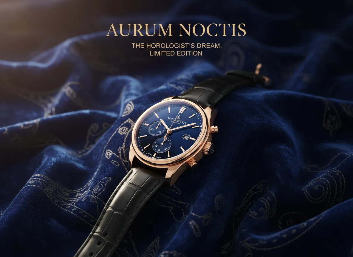 Ein Produktpräsentations-Poster für eine Luxusuhr, bei dem die von PromeAI generierte Samttextur das Premium-Gefühl des Produkts unterstreicht.