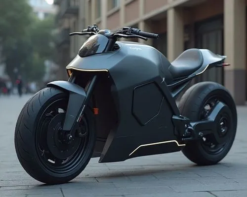 A conceptual, two-wheeled personal vehicle designed for hyper-efficiency in crowded cities. The bike is a hybrid between a motorcycle and a scooter, with a narrow, lightweight frame and a streamlined 