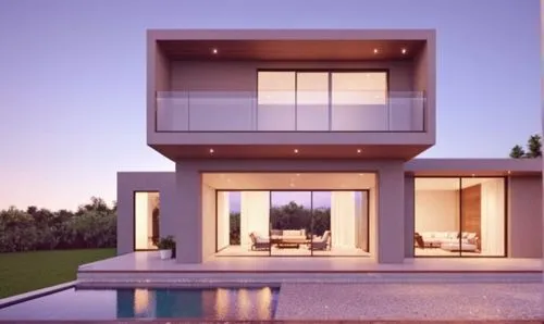 vivienda minimalista de una planta, con cristales amplios y materiales de ladrillo visto, la edificacion debe estar suspendida sobre pilares amplios,VISTA  ACABADO FACHADA,modern house,modern architec