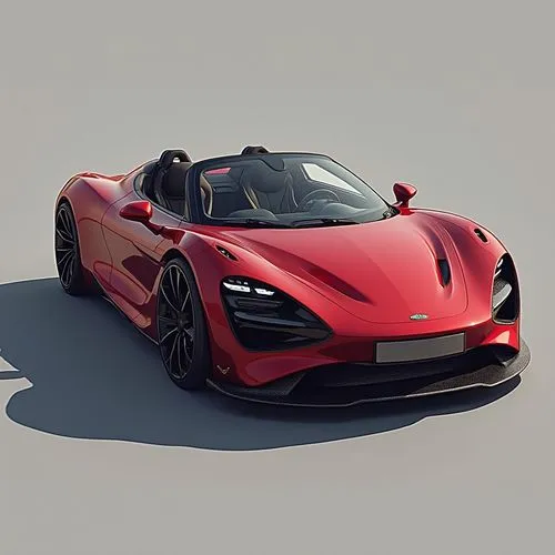 A luxury convertible roadster with a focus on performance and elegance. The car features a streamlined, aerodynamic shape with a low stance and wide wheel arches. The body is finished in deep metallic