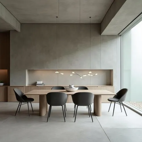  ,a table and chairs with no one around,minotti,anastassiades,dining table,associati,corian,dining room table,foscarini,cassina,conference table,kitchen table