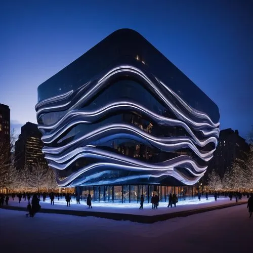 Christmas Zaha Hadid design inception architecture with christmas light all over the architecture in New York City experience designed to be entered and explored. Explore how distinct architectural st