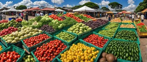view,brazilian market,an open air market with a variety of fruits and vegetables,colorful vegetables,colorful peppers,market vegetables,farmer's market,fruit market,farmers market,vegetable market,mar