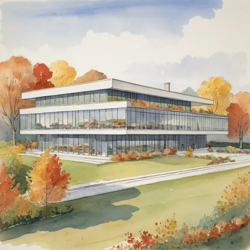 Architectural Illustration,mid century modern,kettunen center,new building,lincoln motor company,home of apple,school design,ford motor company,mid century house,company headquarters,performing arts c