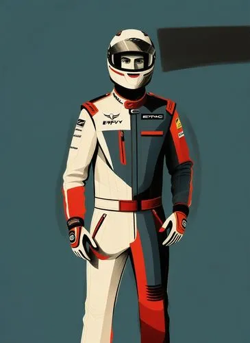 a drawing of a man dressed in racing gear,michelisz,katsumasa,spacesuit,heidfeld,asimo,targetman