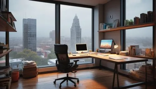 Modern online learning platform, sleek laptop, ergonomic chair, messy desk, scattered papers, colorful pens, architectural model, blueprints, drafting tools, softbox lighting, cozy study room, wooden 