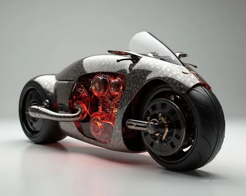 A futuristic gaa motorcycle designed for the urban commuter. The body is sleek and compact, with sharp, angular lines and a lightweight aluminum frame. The wheels are integrated into the body to minim