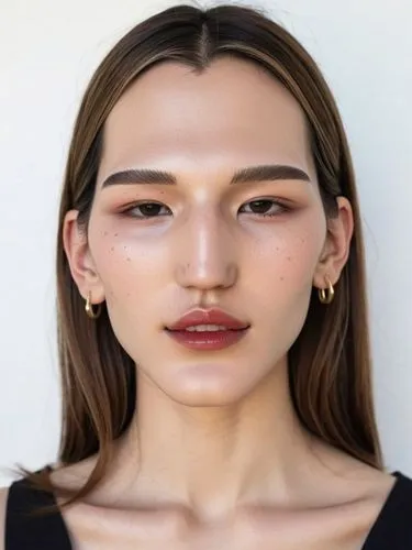  Shyanne's face is characterized by her unusually long, pretty and narrow nose, which reaches all the way to her upper lip. Here she smiles at us during the cheerful model shoot.,a model with long, st
