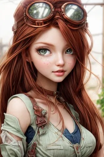 auburn hair, adorable, train-engineer, adorable fantasy, very cute, sweet beautiful young woman, flowers and vines, clean bare skin, clear face,redhead doll,female doll,princess anna,merida,cinnamon g