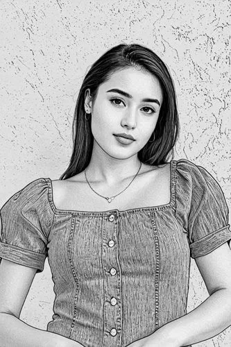 a black and white po of a girl holding a cellphone,charulata,tamannaah,purvi,sharlene,ragini,tamanna,Design Sketch,Design Sketch,Black and white Comic
