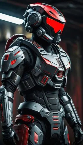 cyber cyborg operative with an intimidating tactical red helmet visor and grey tactical body armour,ironman,war machine,spartan,cyborg,iron-man,iron man,nova,bot icon,carapace,steel man,shepard,armore