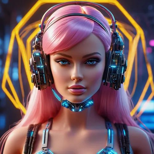 barbie girl,headset,wireless headset,headset profile,cyberpunk,headphone,headsets,wireless headphones,headphones,cyber,barbie,symetra,electro,echo,vector girl,retro girl,operator,pink vector,neon huma