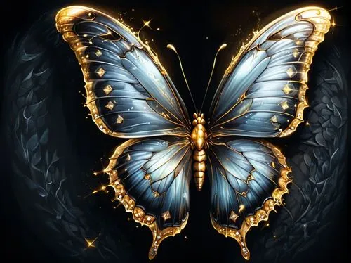 a blue erfly with golden wings in a dark background,blue butterfly background,butterfly background,butterfly vector,butterfly clip art,butterfly,butterfly wings,isolated butterfly,butterfly isolated,p