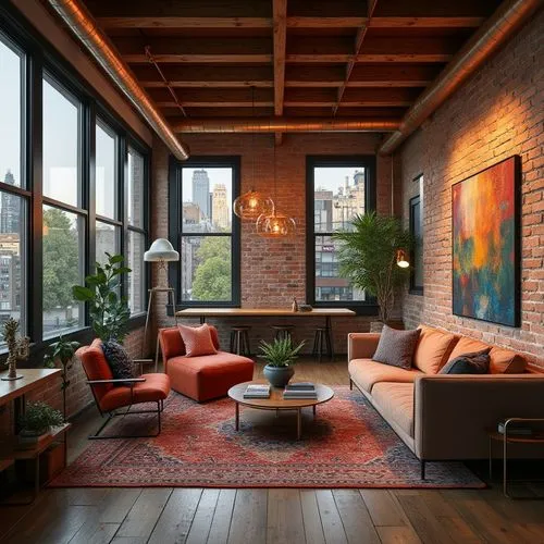 Loft Social Housing Style Design Ideas Using Copper Material and Moss Green Color