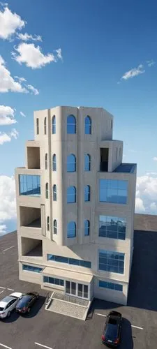 An ultra-realistic, photorealistic architectural visualization of the exact multi-story residential-commercial building shown in image_0.png. The scene is rendered in crisp, high-definition (8k resolu