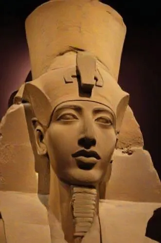 an egyptian sculpture in the middle of the night,king tut,pharaoh,pharaohs,tomb figure,sphinx,hieroglyph