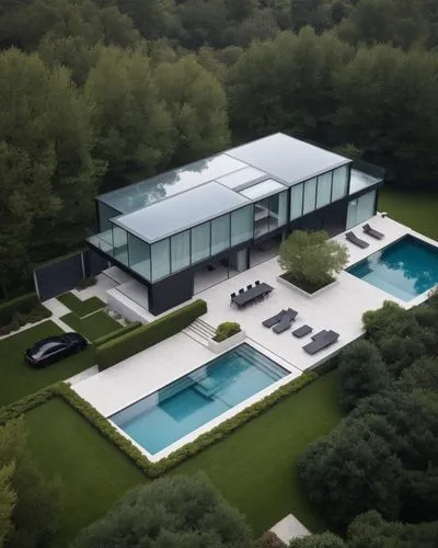 an aerial view of a very large house,pool house,modern house,luxury property,dreamhouse,luxury home,mansion,Photography,General,Realistic