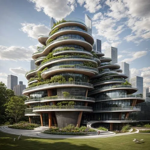 futuristic architecture,modern architecture,singapore landmark,singapore,residential tower,eco hotel,futuristic art museum,solar cell base,asian architecture,kirrarchitecture,mixed-use,eco-constructio
