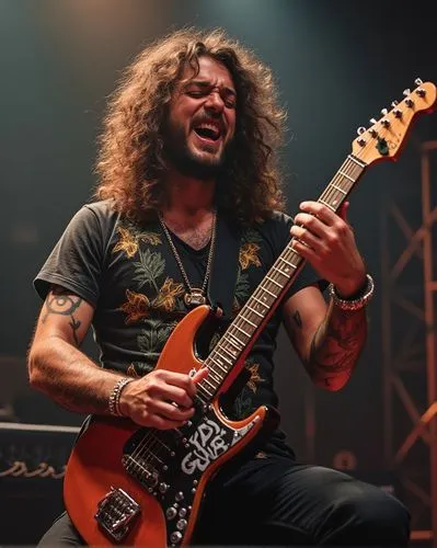 god playing guitar in a punk band,
,a man is playing his guitar on the stage,soja,philthy,evh,parikrama,iommi,cavalera
