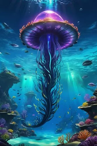 Subnautica with huge never seen leviathan monsters, rich underwater glowing plantation, creepy underwater fishes, sunken aurora pieces, ghost leviathan roaming the place, crastave reefs,underwater bac