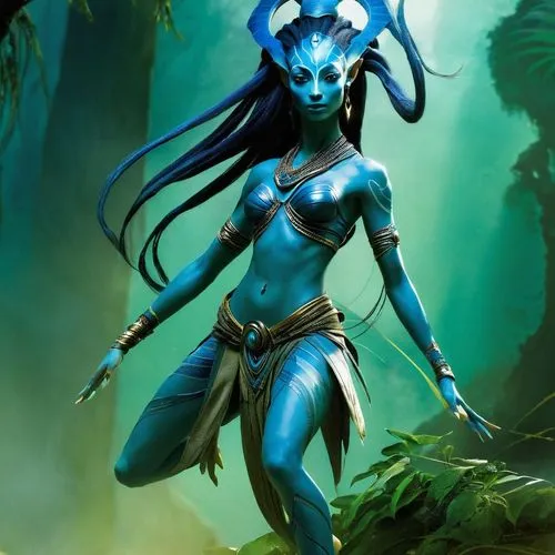 neytiri  avatar pandora
,a blue woman with long hair holding an arrow,blue enchantress,inara,kitana,dark elf,dakini,liara,djinn,anakara,neith,mystique,krishak,avatar,raziel,alani,cortana,namara,asari,