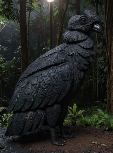 a big black bird with black feathers in the woods,raven sculpture,black vulture,black raven,imperial eagle,old world vulture,raven bird,black crow,vulture,common black hawk,king of the ravens,gray eag