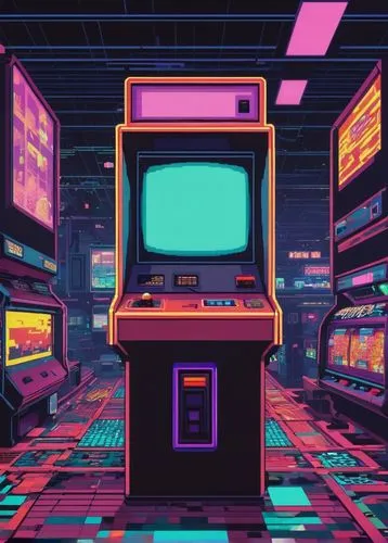 Pixel art, 8-bit graphics, retro game style, low-resolution image, square pixels, bright vibrant colors, bold lines, simplified shapes, nostalgic feel, arcade machine, old computer screen, distorted s