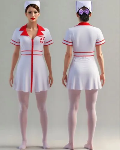 Only generate images in high resolution and clarity, 4k. Keep the same face with green eyes.,two people dressed in uniforms standing side by side,female nurse,nurses,nurse,male nurse,stewardesses,unif