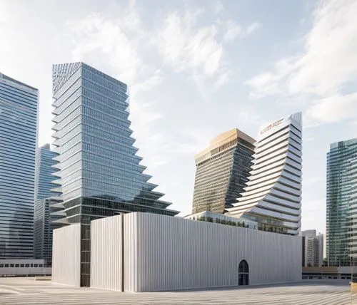 aerial view,distant shot,office building mid rise,commercial building complex,Curved style,Futuristic style,norman foster style,,modern facade,vertical frame,streets,plaza,commercial atmosphere,sidewa