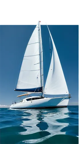 White catamaran, sailboat, dual hull, ocean waves, sunny day, blue sky, white sails, ropes, wooden deck, shiny surface, metallic accents, water splashing, speed motion, dynamic composition, low-angle 