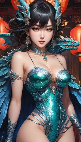 3d rendered lifelike Kyoto Animation stylized anime mixed with tradition Chinese artworks~ A dragon flying at modern cyberpunk fantasy world. Cinematic Lighting, ethereal light, intricate details, ext