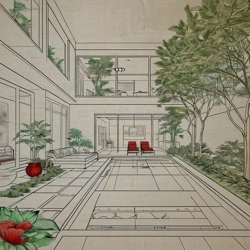 garden elevation,japanese architecture,garden design sydney,the garden society of gothenburg,cool woodblock images,chinese architecture,oriental painting,ikebana,sheet drawing,asian architecture,mid c