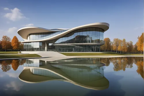 by the lake,futuristic art museum,autostadt wolfsburg,futuristic architecture,mclaren automotive,mercedes-benz museum,modern architecture,mercedes museum,chinese architecture,arhitecture,chancellery,a