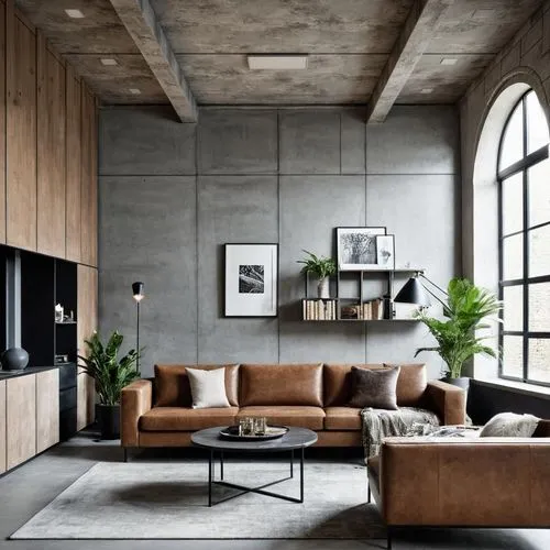 a living room filled with furniture and lots of windows,concrete ceiling,minotti,contemporary decor,modern decor,exposed concrete,scandinavian style,cassina,danish furniture,interior modern design,ber