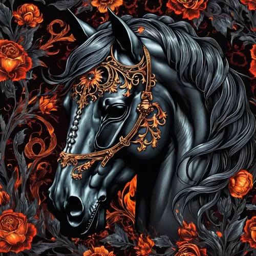 skull black horse fire flowers,black horse,equine,painted horse,horseman,bronze horseman,fire horse,black dragon,colorful horse,carnival horse,dream horse,warm-blooded mare,stallion,wild horse,arabian