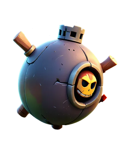 a bomb, clash of clans style, c4d, 3d rendering.,disney baymax,gas grenade,baymax,bomb vessel,3d model,gun turret,vector ball,bot icon,pubg mascot,turret,bowling ball,insect ball,bowling ball bag,gren