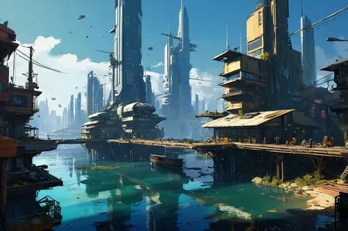  Game Scene, Wild angle view  Game Scene, Wild angle view a beautiful utopia  futuristic city, on the lake shore, modern  buildings,the futuristic city with futuristic buildings is seen in this artist