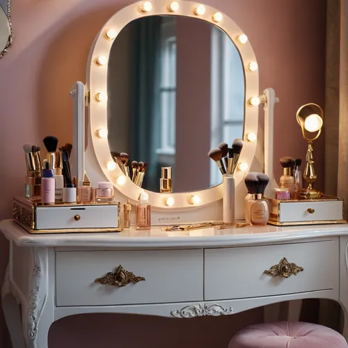 dressing table,dressing table,beauty room,makeup mirror,magic mirror,dresser,bathroom cabinet,the little girl's room,shabby chic,bedside table,mirror frame,the mirror,nightstand,gold foil corner,shabb
