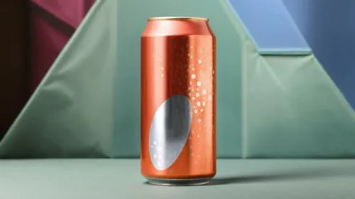 product design，Packaging Design,an orange soda can sitting on top of a white table,fanta,cola can,beverage can,mirinda,beverage cans,taurine