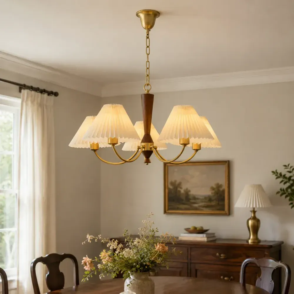 Pleated Mid-Century Chandelier