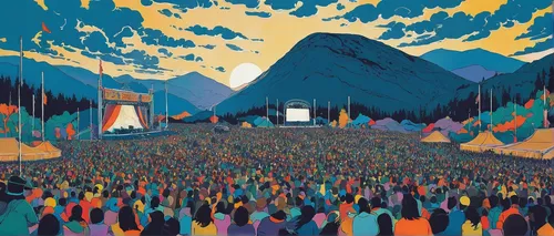Develop a guide to the best rock music festivals around the world.,carnival tent,ushuaia,panoramical,festival,tents,tent,large tent,music festival,mountains,campsite,knight tent,ski resort,mountain wo