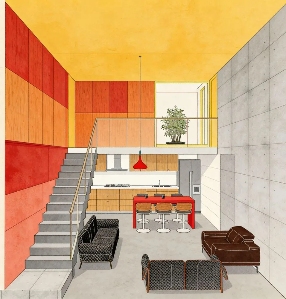 ARX RATIO-a drawing of a very modern looking room with some furniture