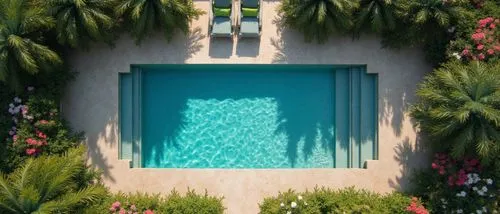 view,gardsn and modern house,random,flowers,pool,wealth,miami,an aerial view of a large swimming pool,cabana,garden door,riviera,oasis,swimming pool,palm garden,glass window,cabanas,pool house,window 