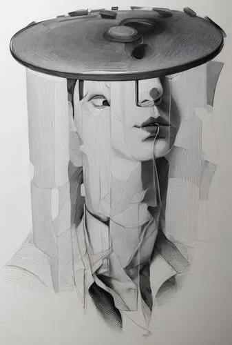 4B pencil drawing in a white sheet using circles and squares with ink  technique of a handsome young man with reading glasses wearing a black blazer and a white shirt under it, the scene takes place i