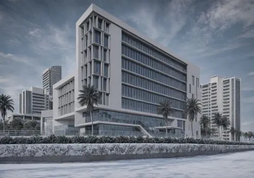 an artistic rendering of a modern office building,rotana,damac,mubadala,lodha,ajman,baladiyat,Season,Winter