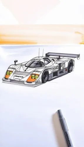 Race Car Sketch Mazda 787B,porsche 917,longtail,car drawing,mosler,illustration of a car,ford gt 2020,lemans,british gt,pilbeam,trullemans,vector,oreca,ginetta,drafting,racing car,ford gt40,diecast,ra