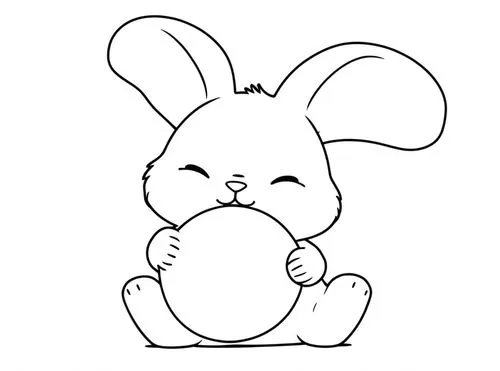 一只卡通兔子抱着球,an outlined outline for a rabbit holding a ball,cartoon bunny,cartoon rabbit,no ear bunny,coloring pages,lapin,bunny,coloring page,rabbit,deco bunny,line art animal,little bunny,little rabbi