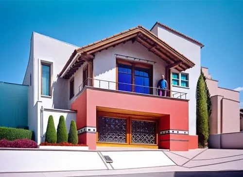 MURO DE COLOR BLANCO,there is a multi story house that has an attached balcony,dreamhouse,modern house,cube house,houses clipart,house painting,house shape,residential house,mcmansion,exterior decorat