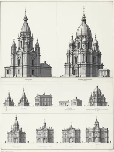 A diagram showing the process of building with each step represented by different architectural sketches and digital construction models of building structures and dimensions. The left side features t