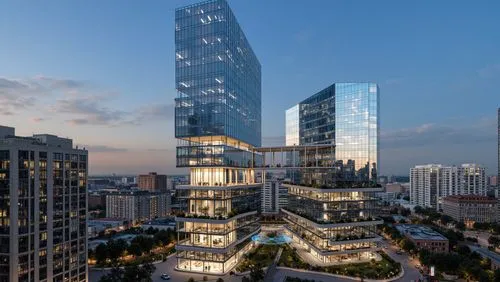 a city with very tall buildings next to each other,xujiahui,tianjin,wenxian,hongdan center,chengyi,glass building,glass facade,zhengzhou,sathorn,songdo